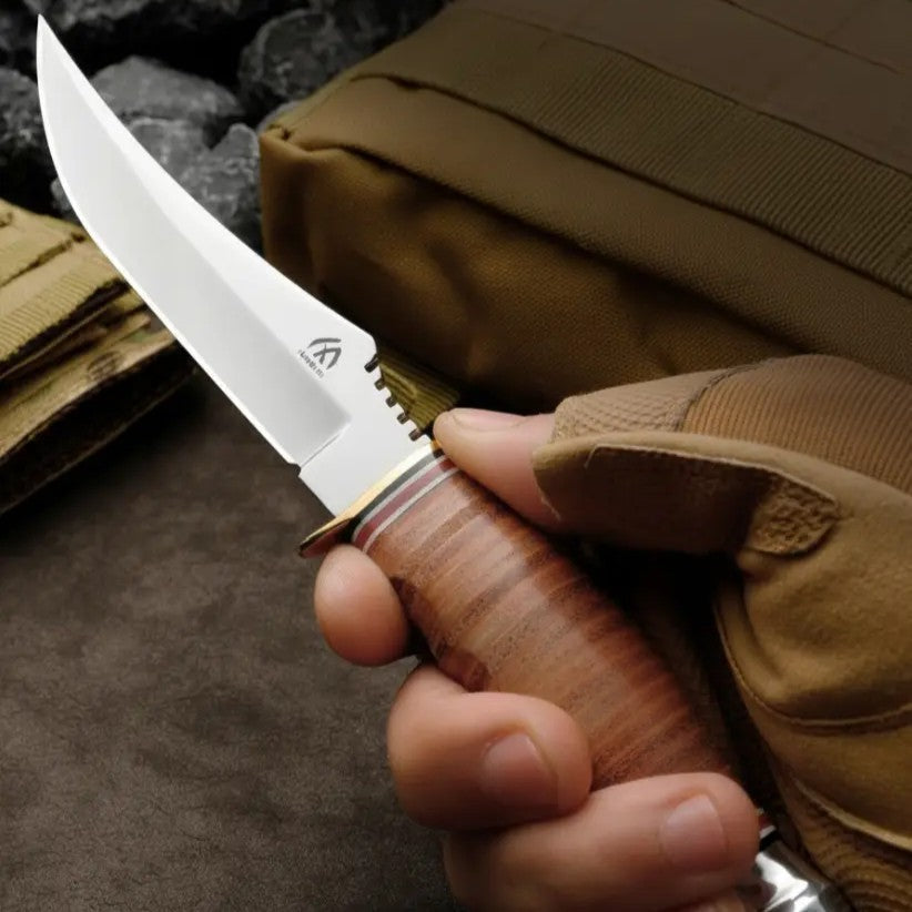 Willow Fixed Blade Knife | 8.2" Outdoor Bushcraft Knife | Leather Handle
