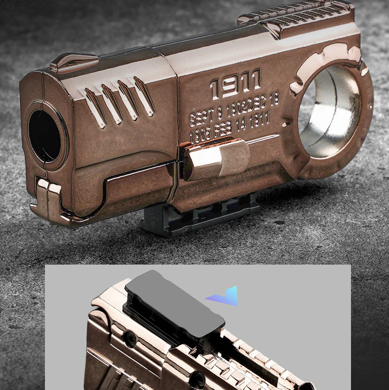 Fidget Toy 3-in-1 Ratchet Spinner Launcher - Fold n Fire Alloy Glock Colt EDC Stress Relief
