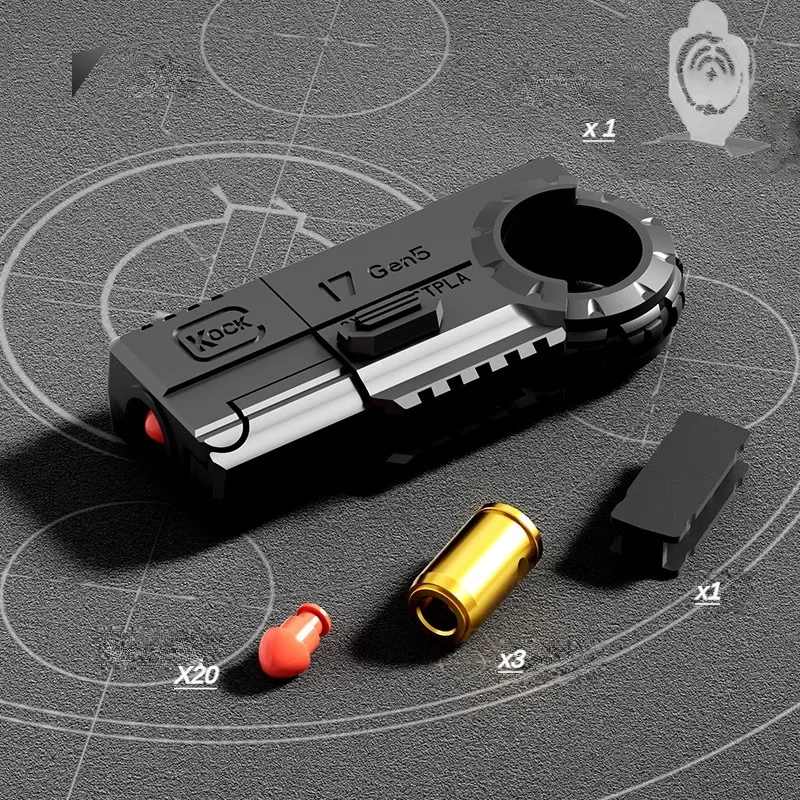 Fidget Toy 3-in-1 Ratchet Spinner Launcher - Fold n Fire Alloy Glock Colt EDC Stress Relief