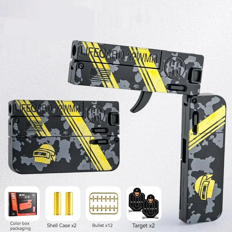 Soft Bullet Gun Foldable Toy Stainless Steel Mini Blaster Fidget Toy Stress Relief EDC Toy