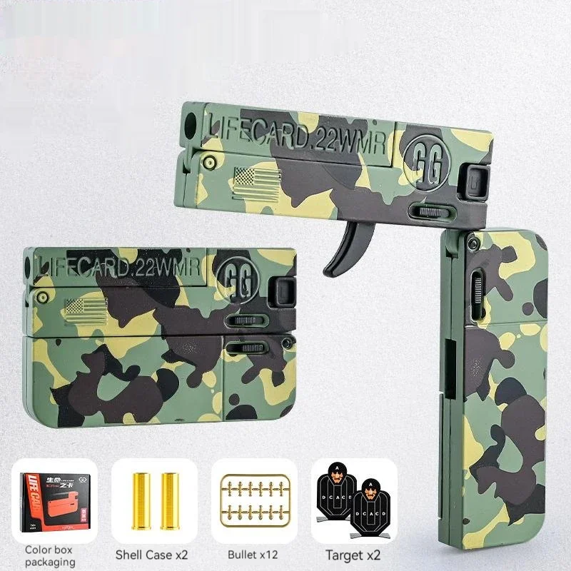 Soft Bullet Gun Foldable Toy Stainless Steel Mini Blaster Fidget Toy Stress Relief EDC Toy