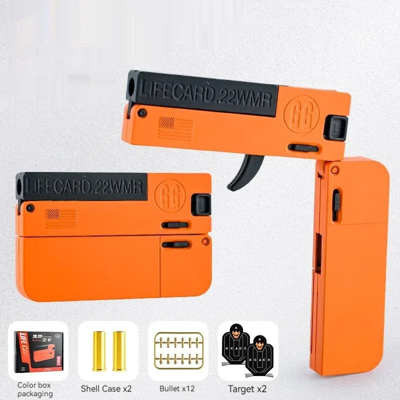 Soft Bullet Gun Foldable Toy Stainless Steel Mini Blaster Fidget Toy Stress Relief EDC Toy