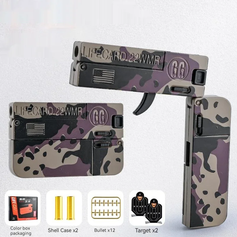Soft Bullet Gun Foldable Toy Stainless Steel Mini Blaster Fidget Toy Stress Relief EDC Toy