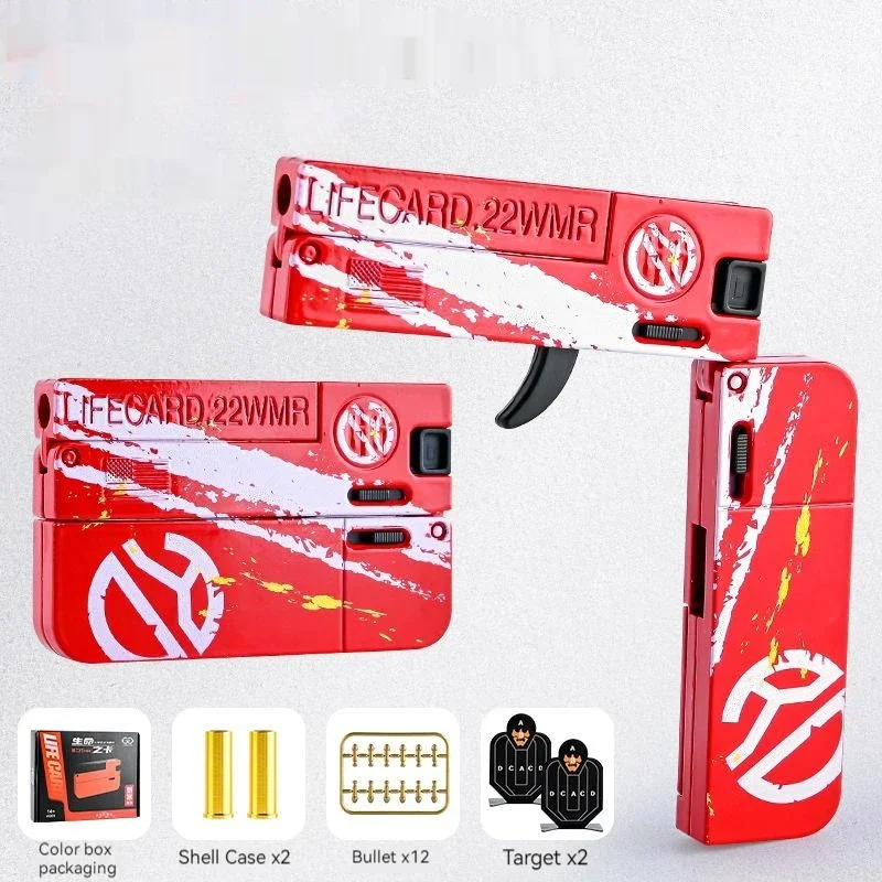 Soft Bullet Gun Foldable Toy Stainless Steel Mini Blaster Fidget Toy Stress Relief EDC Toy