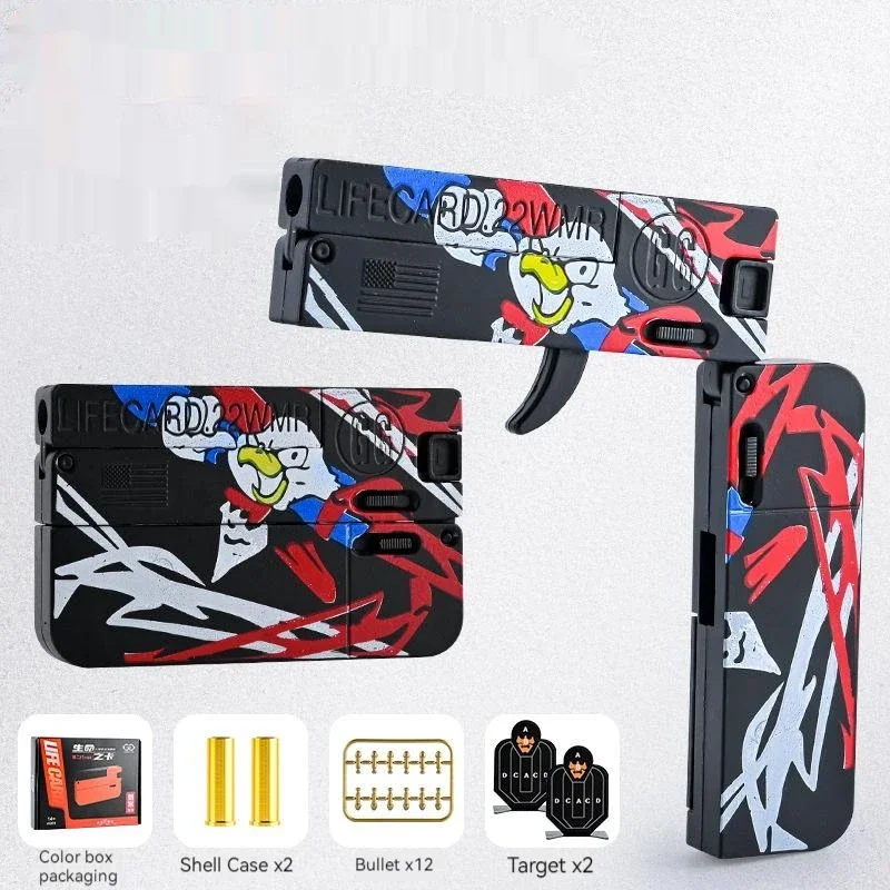 Soft Bullet Gun Foldable Toy Stainless Steel Mini Blaster Fidget Toy Stress Relief EDC Toy