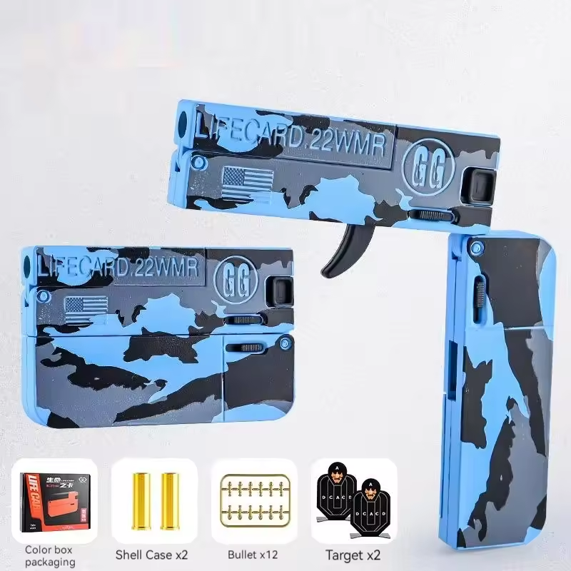 Soft Bullet Gun Foldable Toy Stainless Steel Mini Blaster Fidget Toy Stress Relief EDC Toy