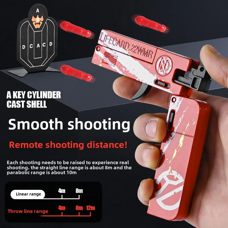 Soft Bullet Gun Foldable Toy Stainless Steel Mini Blaster Fidget Toy Stress Relief EDC Toy