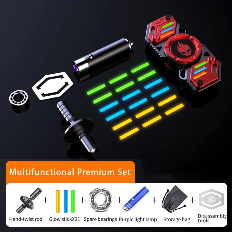 Stainless Steel Fidget Spinner – Metal Glow in the Dark Skull UFO