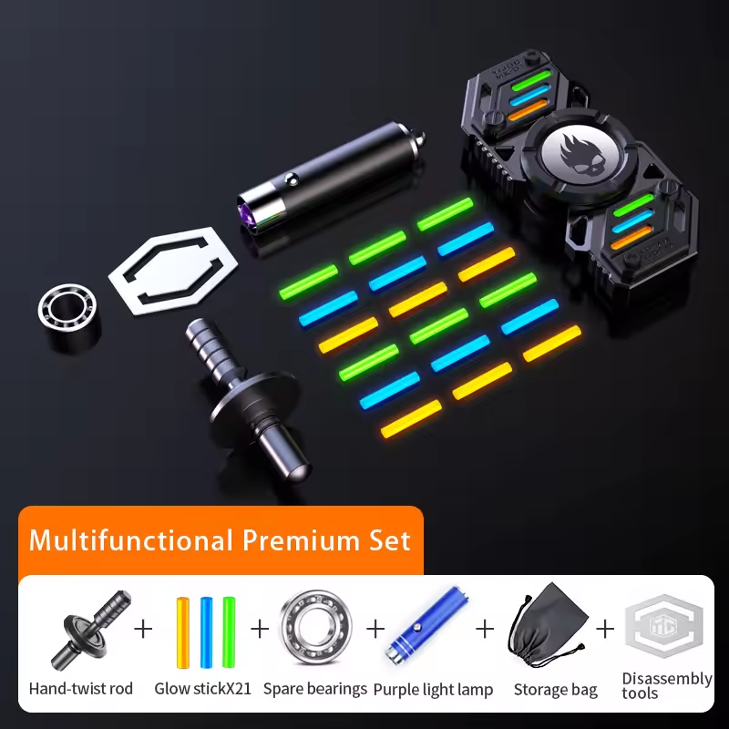 Stainless Steel Fidget Spinner – Metal Glow in the Dark Skull UFO