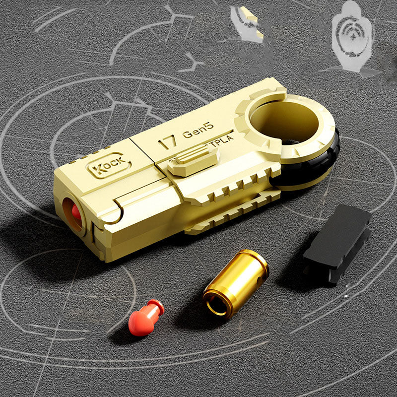 Fidget Toy 3-in-1 Ratchet Spinner Launcher - Fold n Fire Alloy Glock Colt EDC Stress Relief