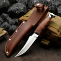 Willow Fixed Blade Knife | 8.2" Outdoor Bushcraft Knife | Leather Handle