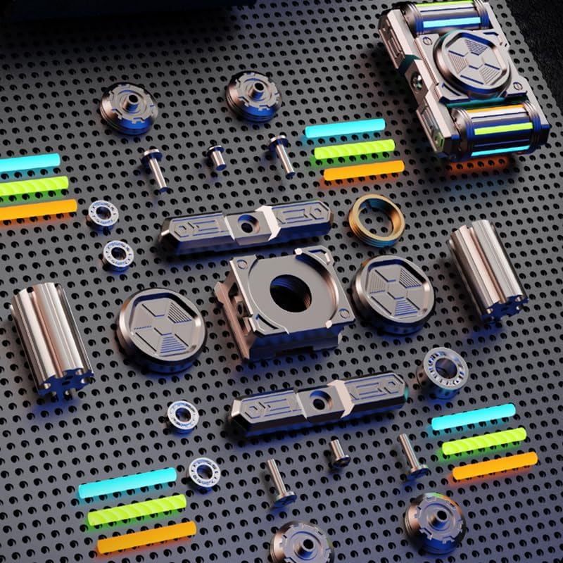 IronTrack Glow-in-Dark Metal Fidget Spinner - Zinc Alloy Tank Design with Moving Tracks EDC
