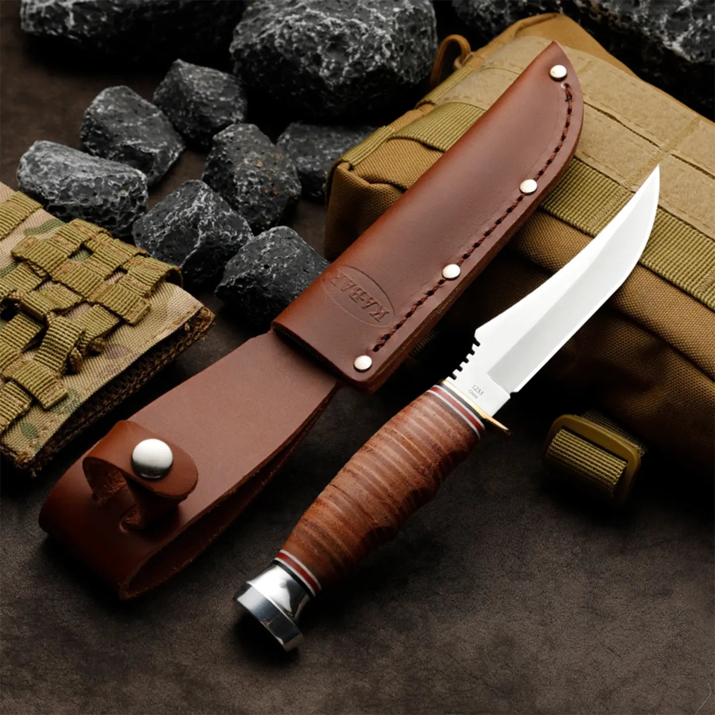 Willow Fixed Blade Knife | 8.2" Outdoor Bushcraft Knife | Leather Handle