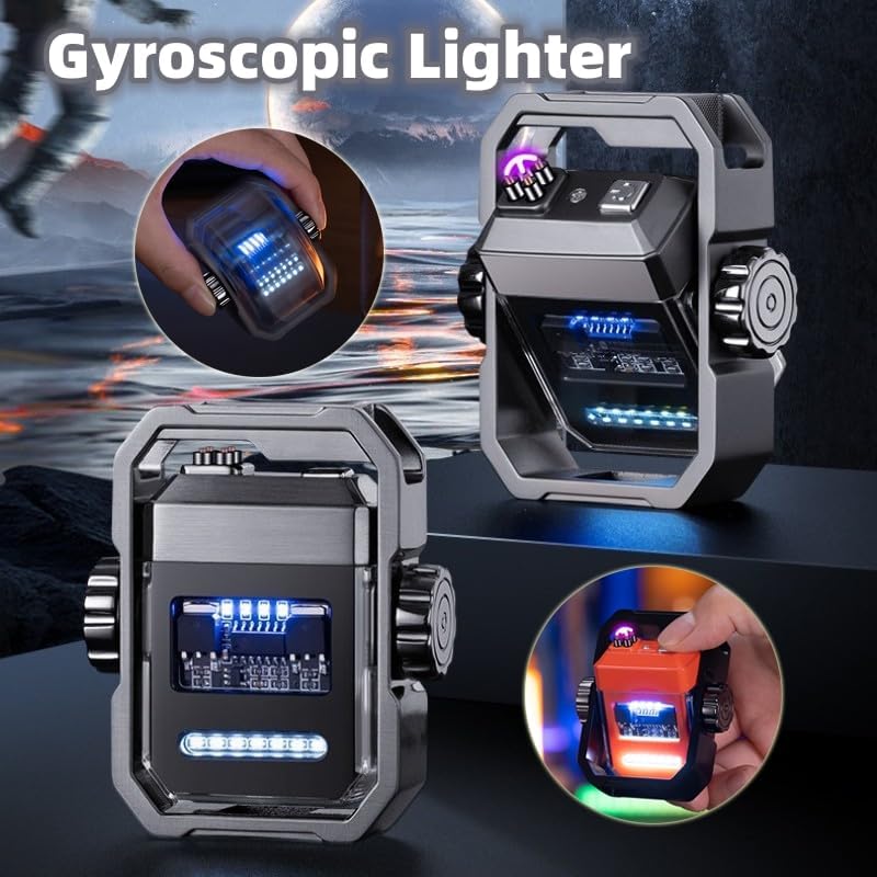 Arc Lighter USB Lighter Double Arc Rechargeable Windproof Rotary Fidget Lighter EDC Gift Lighter