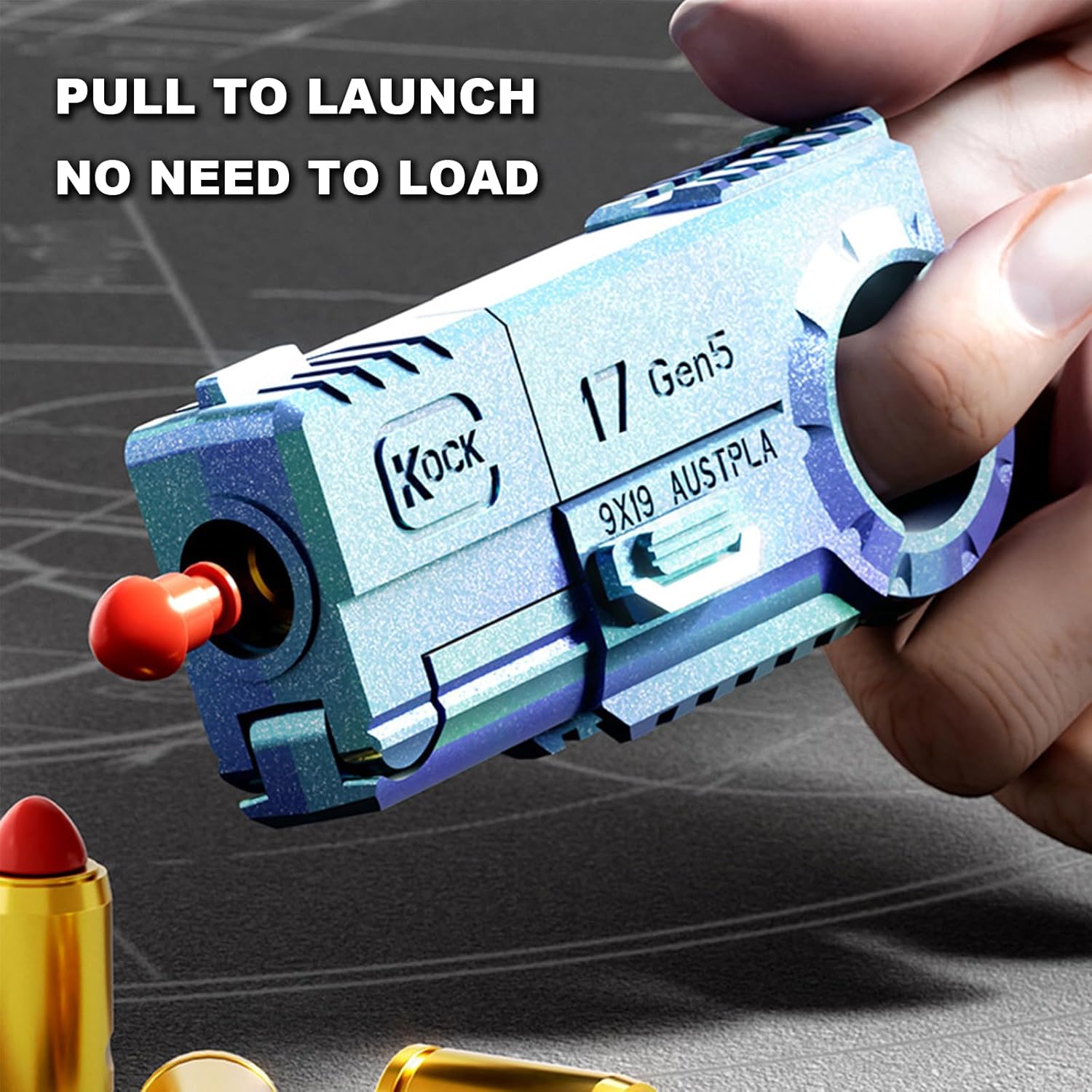 Fidget Toy 3-in-1 Ratchet Spinner Launcher - Fold n Fire Alloy Glock Colt EDC Stress Relief