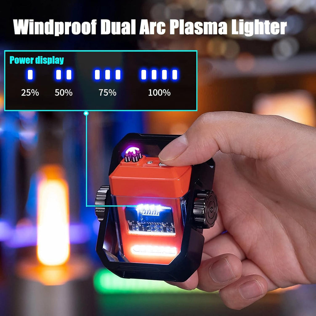 Arc Lighter USB Lighter Double Arc Rechargeable Windproof Rotary Fidget Lighter EDC Gift Lighter