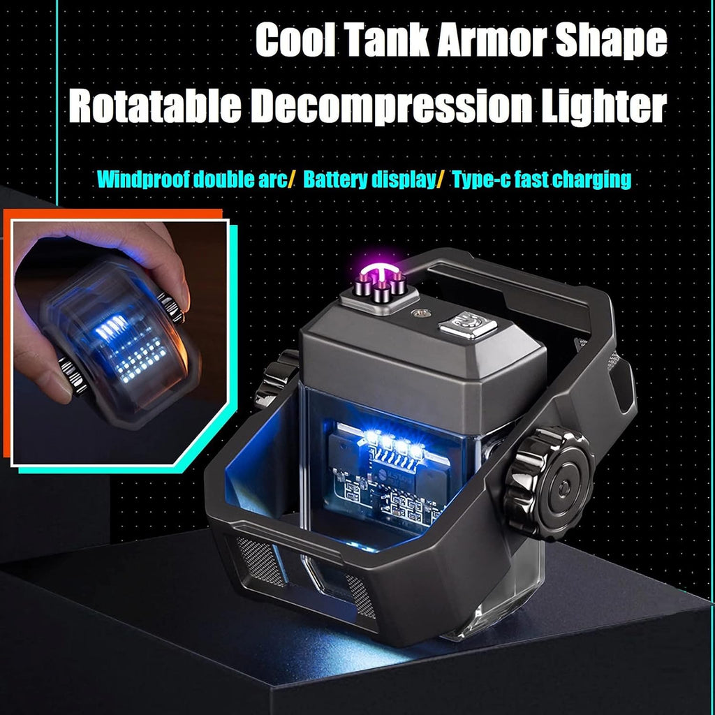 Arc Lighter USB Lighter Double Arc Rechargeable Windproof Rotary Fidget Lighter EDC Gift Lighter