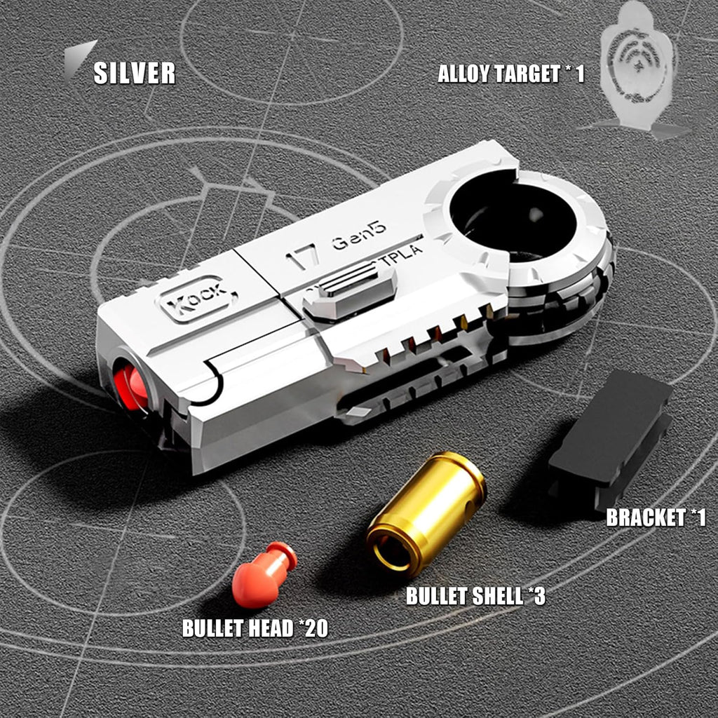 Fidget Toy 3-in-1 Ratchet Spinner Launcher - Fold n Fire Alloy Glock Colt EDC Stress Relief