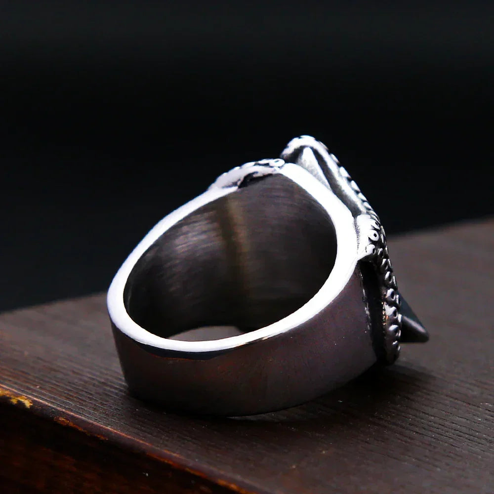 Norse Ring – All-Seeing Eye Pyramid Octopus Tentacle Gothic Punk Amulet Ring