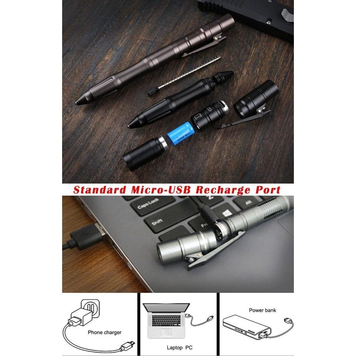 Aluminum Flashlight Tactical Pen – Tungsten Tip USB Rechargeable TSA Approved detail image - detail view 5