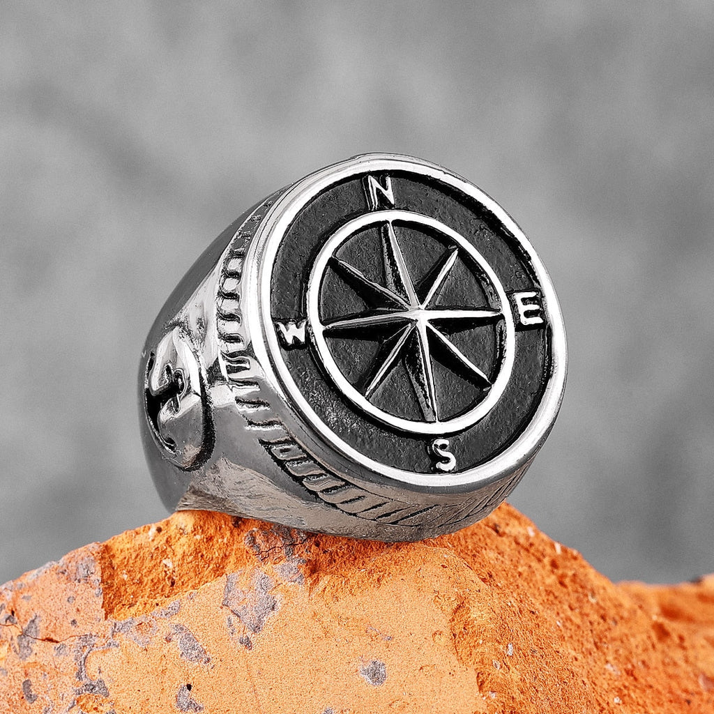 Anchor Compass Ring – Navigator Sailor Punk Hip Hop Statement detail image