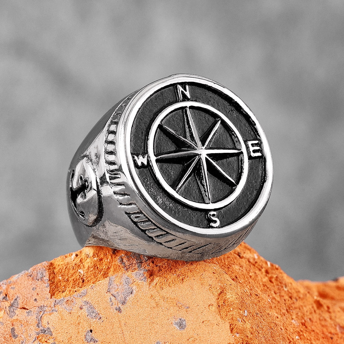 Anchor Compass Ring – Navigator Sailor Punk Hip Hop Statement detail image