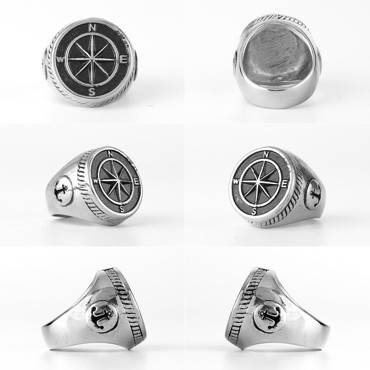 Anchor Compass Ring – Navigator Sailor Punk Hip Hop Statement detail image - detail view 5