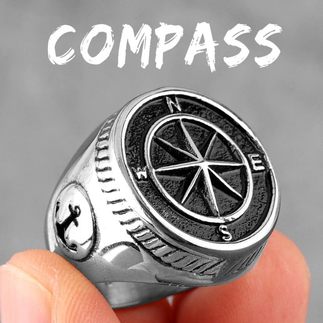 Anchor Compass Ring – Navigator Sailor Punk Hip Hop Statement detail image - detail view 7