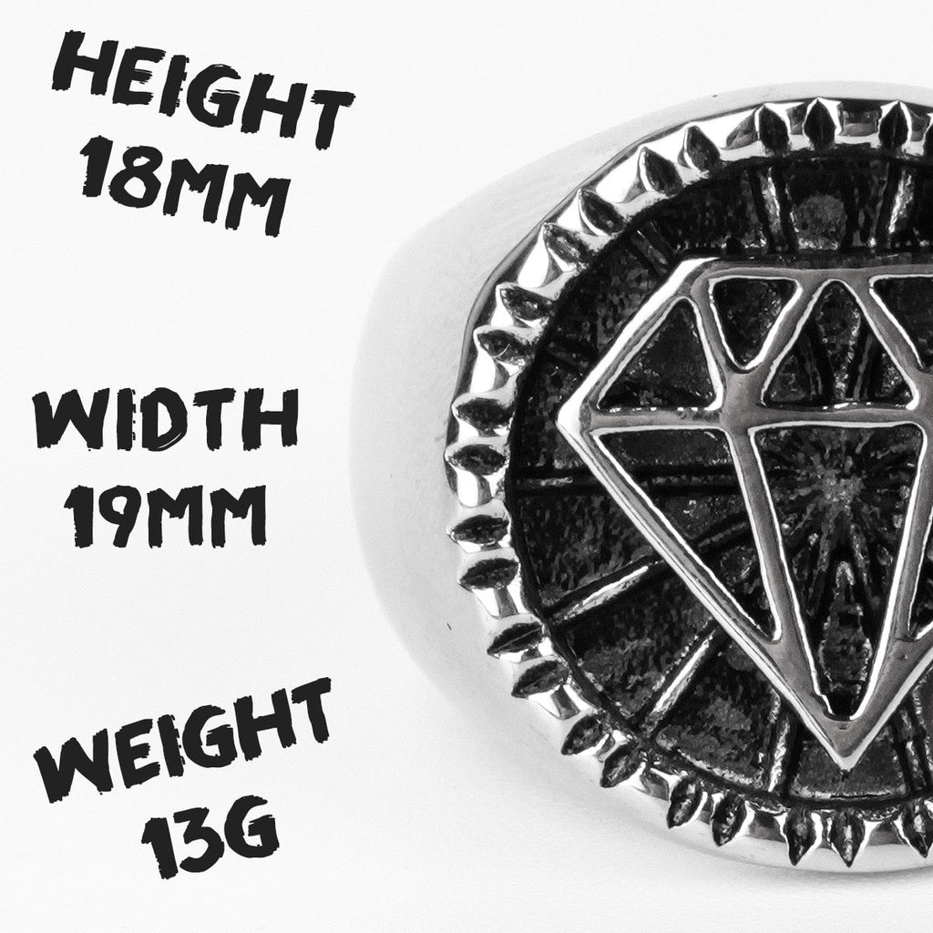 Biker Stainless Steel Ring – Hip Hop with Rhinestone Diamond 316L Punk Rock detail image - detail view 6