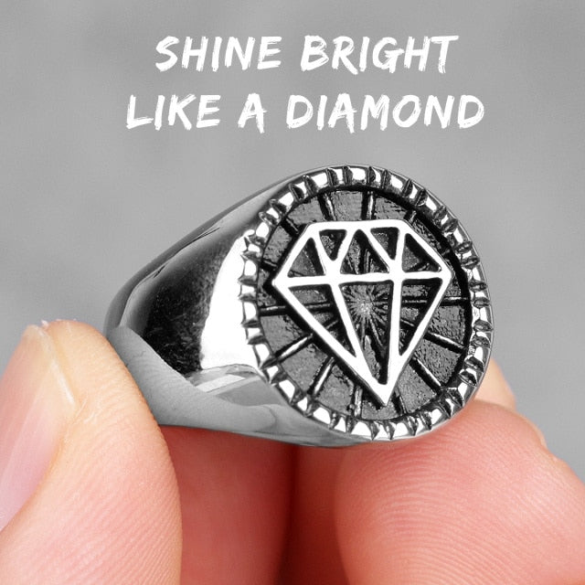 Biker Stainless Steel Ring – Hip Hop with Rhinestone Diamond 316L Punk Rock detail image - detail view 7