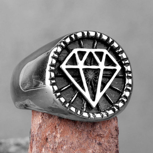 Biker Stainless Steel Ring – Hip Hop with Rhinestone Diamond 316L Punk Rock product image
