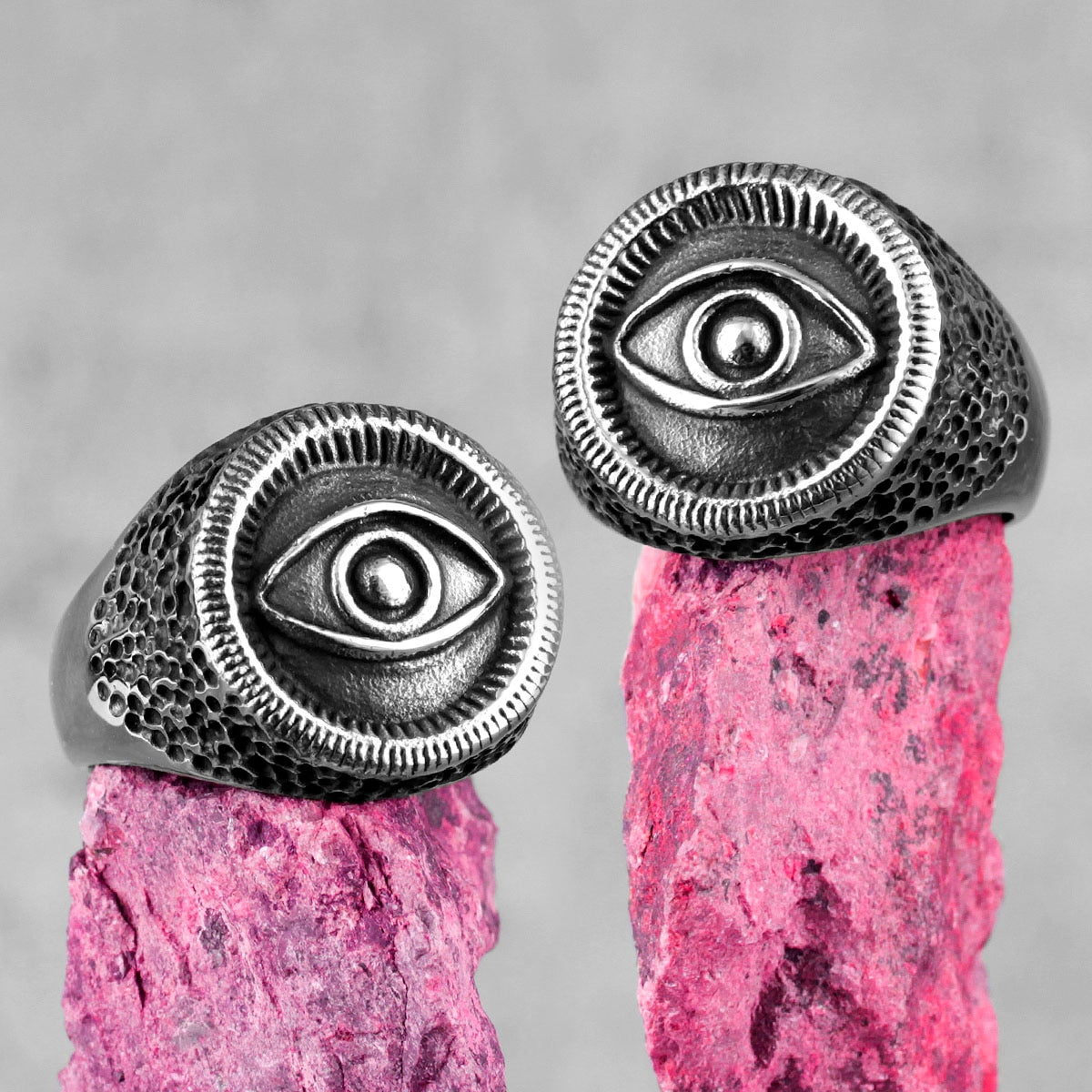 Biker Statement Ring – Egyptian Eye of Horus Masonic 316L Stainless Steel Punk detail image
