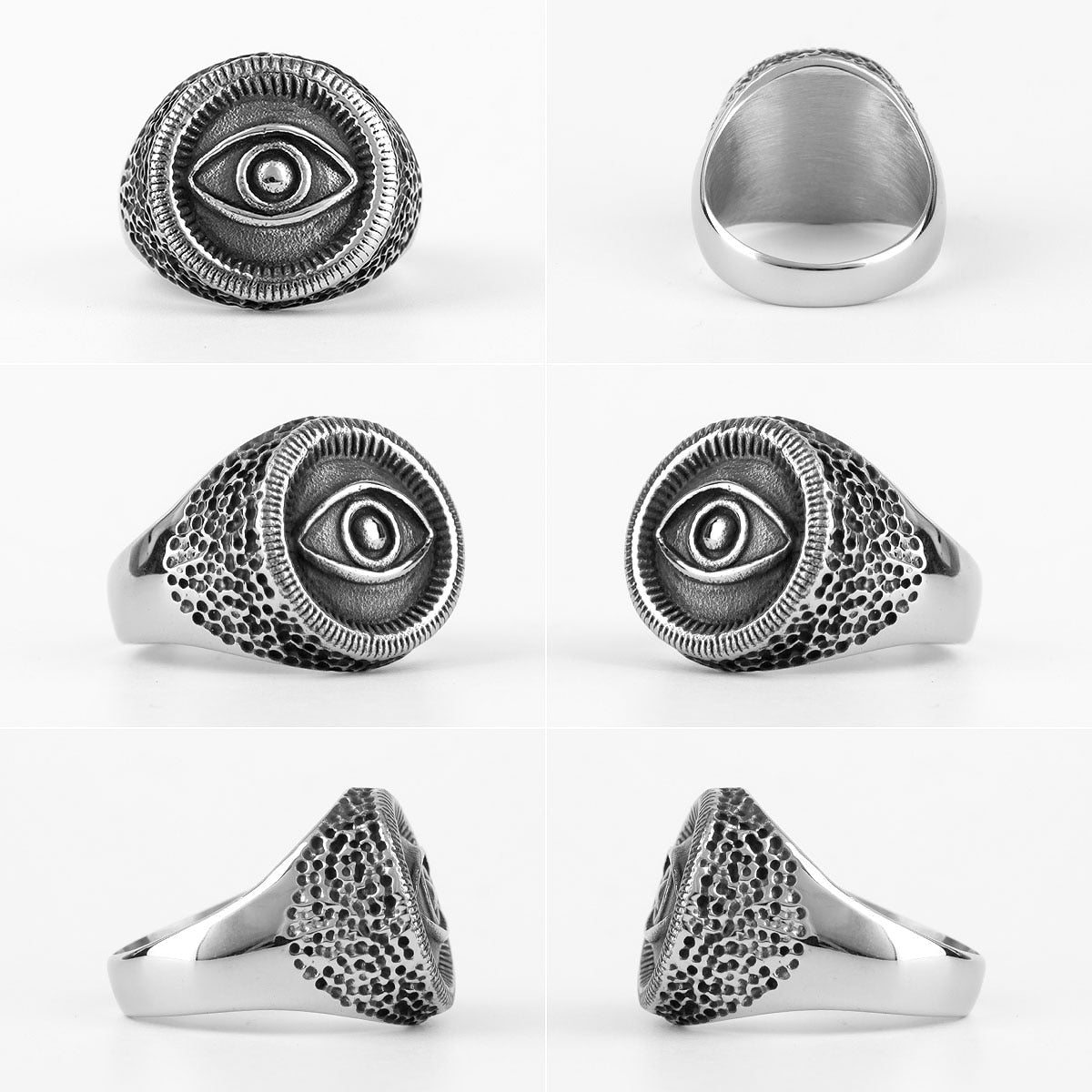 Biker Statement Ring – Egyptian Eye of Horus Masonic 316L Stainless Steel Punk detail image - detail view 3