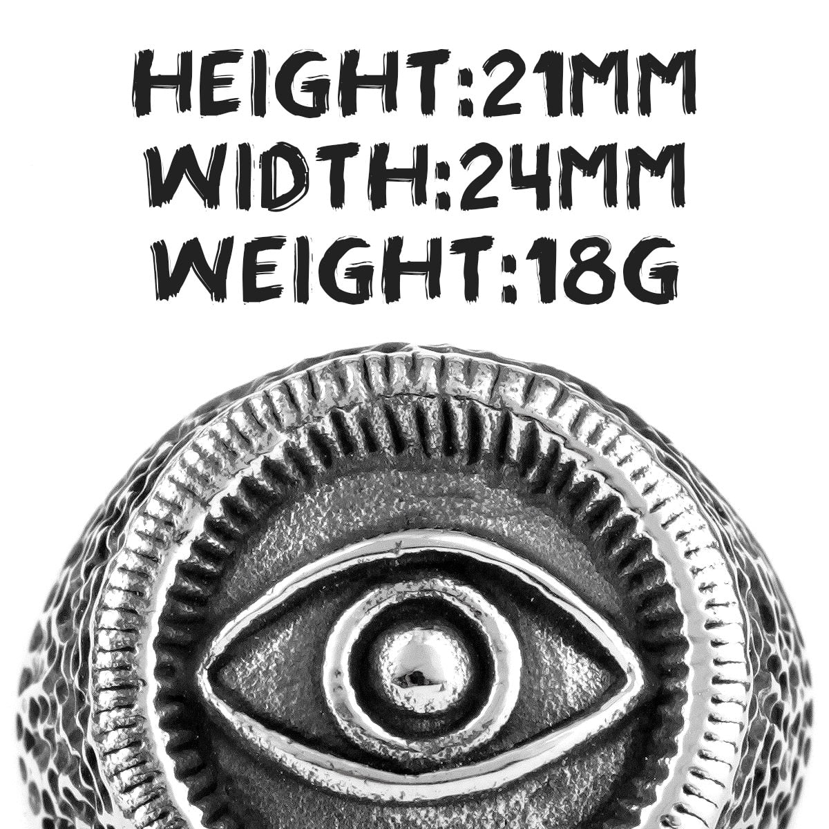 Biker Statement Ring – Egyptian Eye of Horus Masonic 316L Stainless Steel Punk detail image - detail view 4