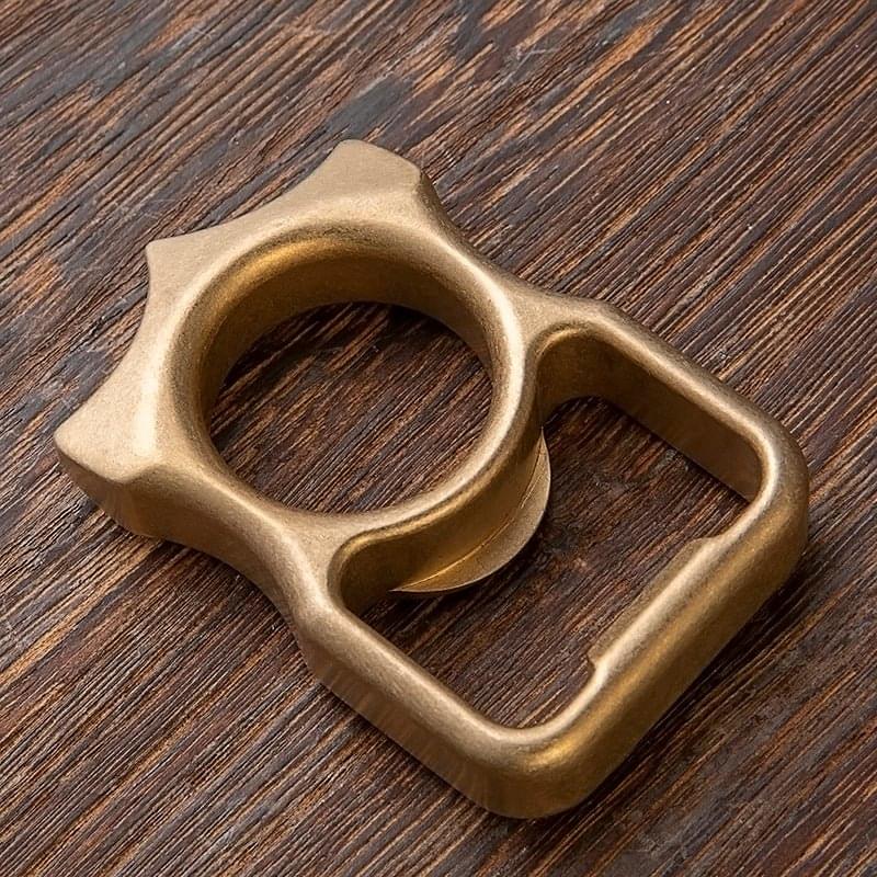 Brass Bottle Opener Knuckles – H-59 Compact Ring with Stonewash 12mm EDC detail image