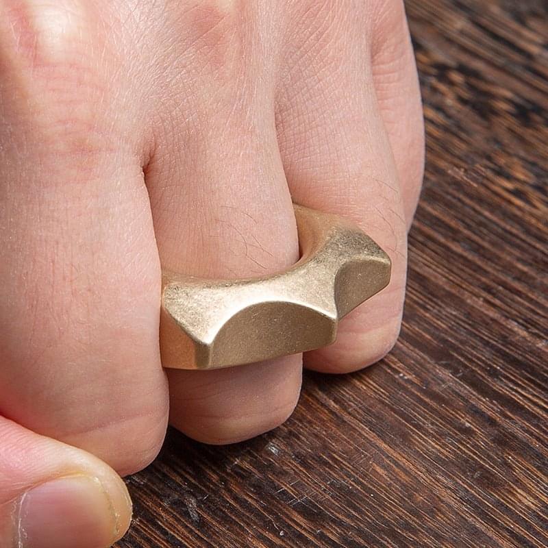 Brass Bottle Opener Knuckles – H-59 Compact Ring with Stonewash 12mm EDC detail image - detail view 4