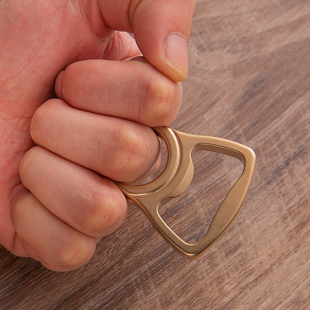 Brass Bottle Opener Knuckles – Self Defense with Thor Ring Stonewash Single Finger EDC detail image - detail view 4