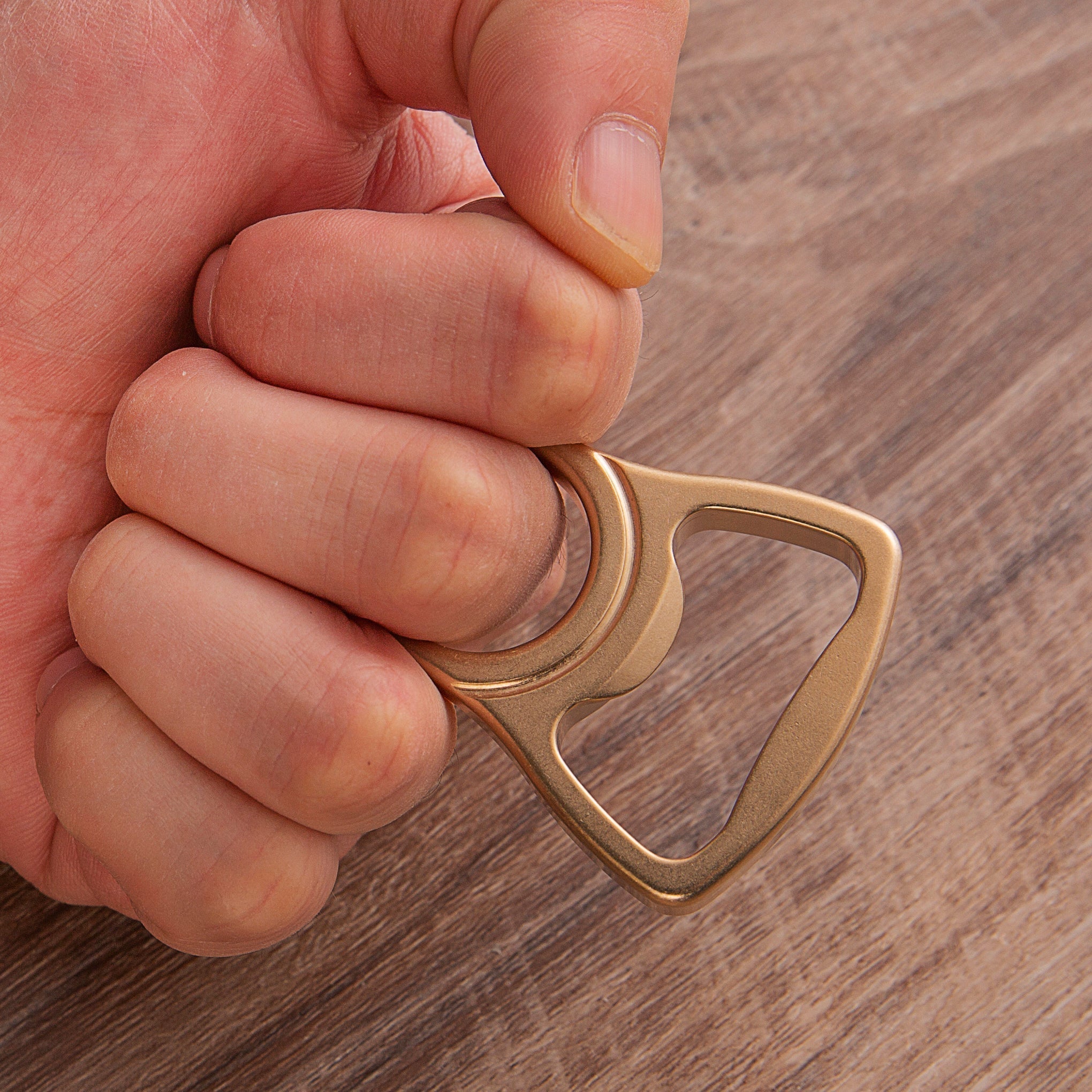 Brass Bottle Opener Knuckles – Self Defense with Thor Ring Stonewash Single Finger EDC detail image - detail view 4