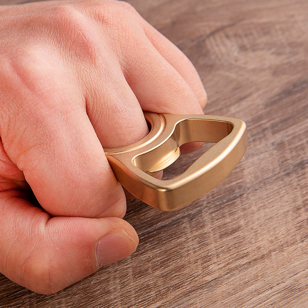 Brass Bottle Opener Knuckles – Self Defense with Thor Ring Stonewash Single Finger EDC detail image - detail view 5