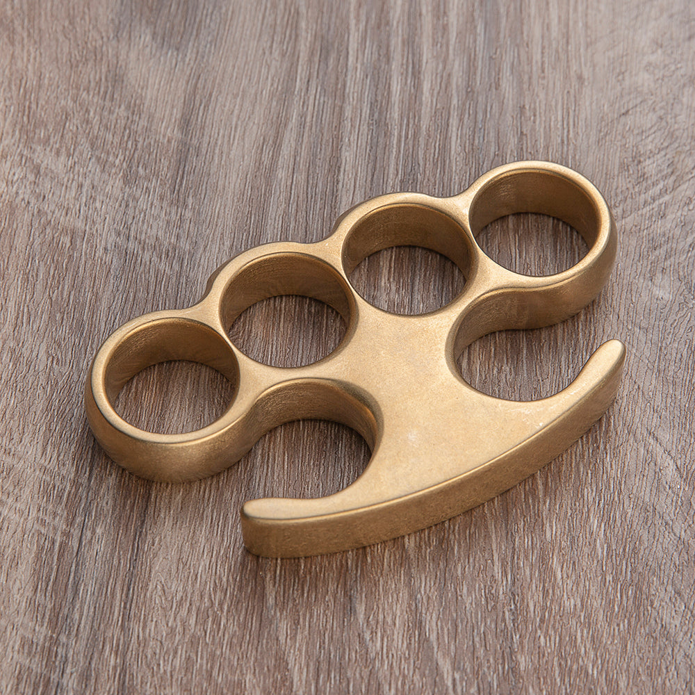 Brass Four Finger Knuckles – Classic with American Style Stonewash Finish detail image