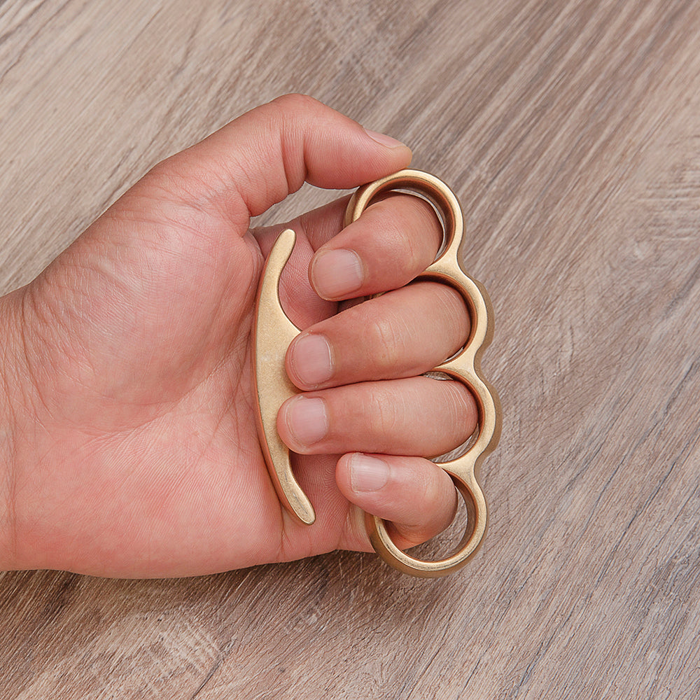 Brass Four Finger Knuckles – Classic with American Style Stonewash Finish detail image - detail view 3