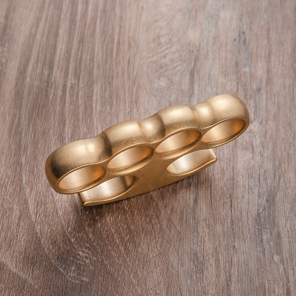 Brass Four Finger Knuckles – Classic with American Style Stonewash Finish detail image - detail view 6