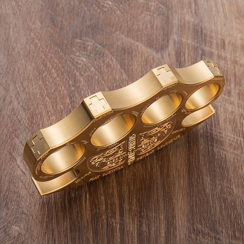 Brass Four Finger Knuckles – Constantine Holy Spiritus Design Heavy Duty detail image