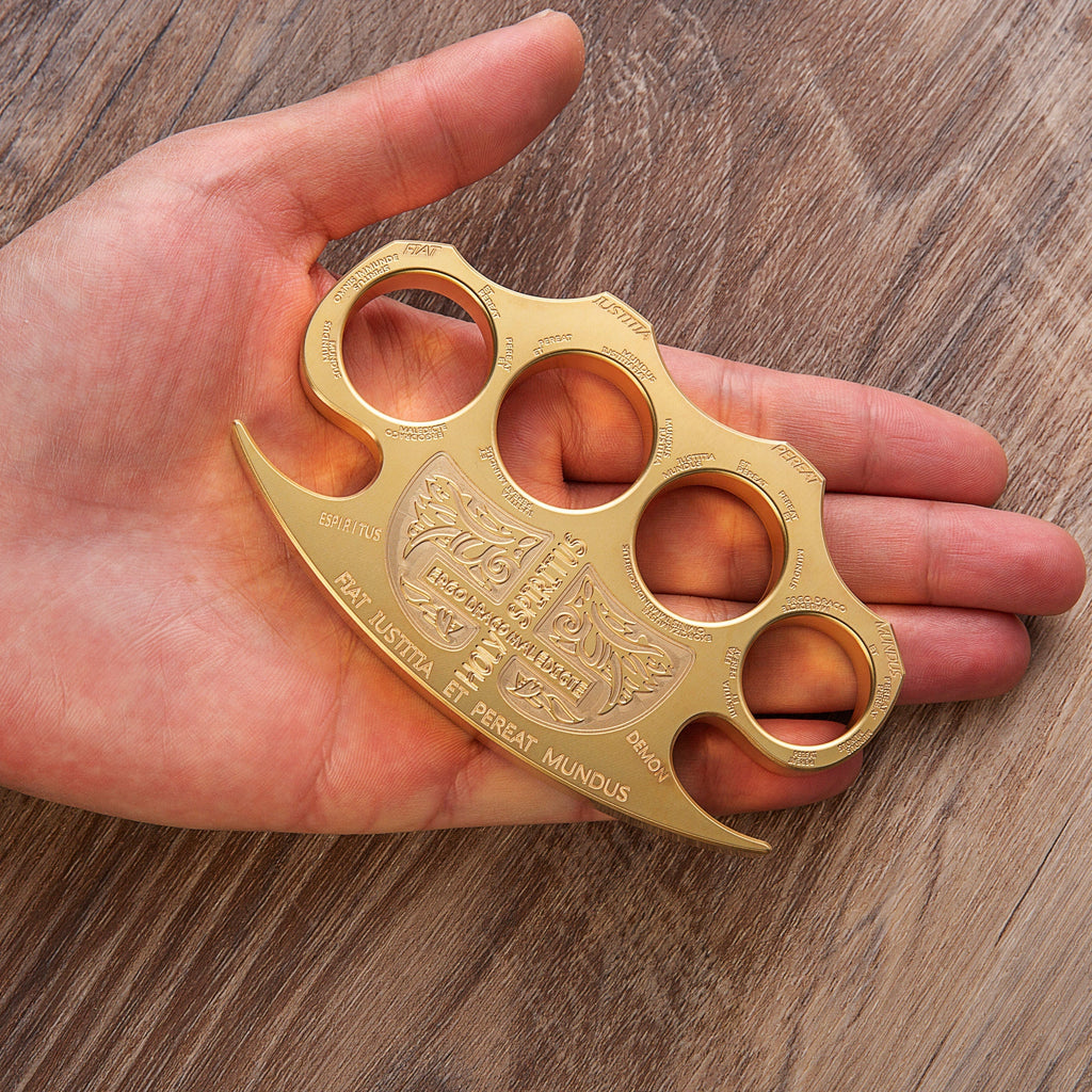 Brass Four Finger Knuckles – Constantine Holy Spiritus Design Heavy Duty detail image - detail view 3