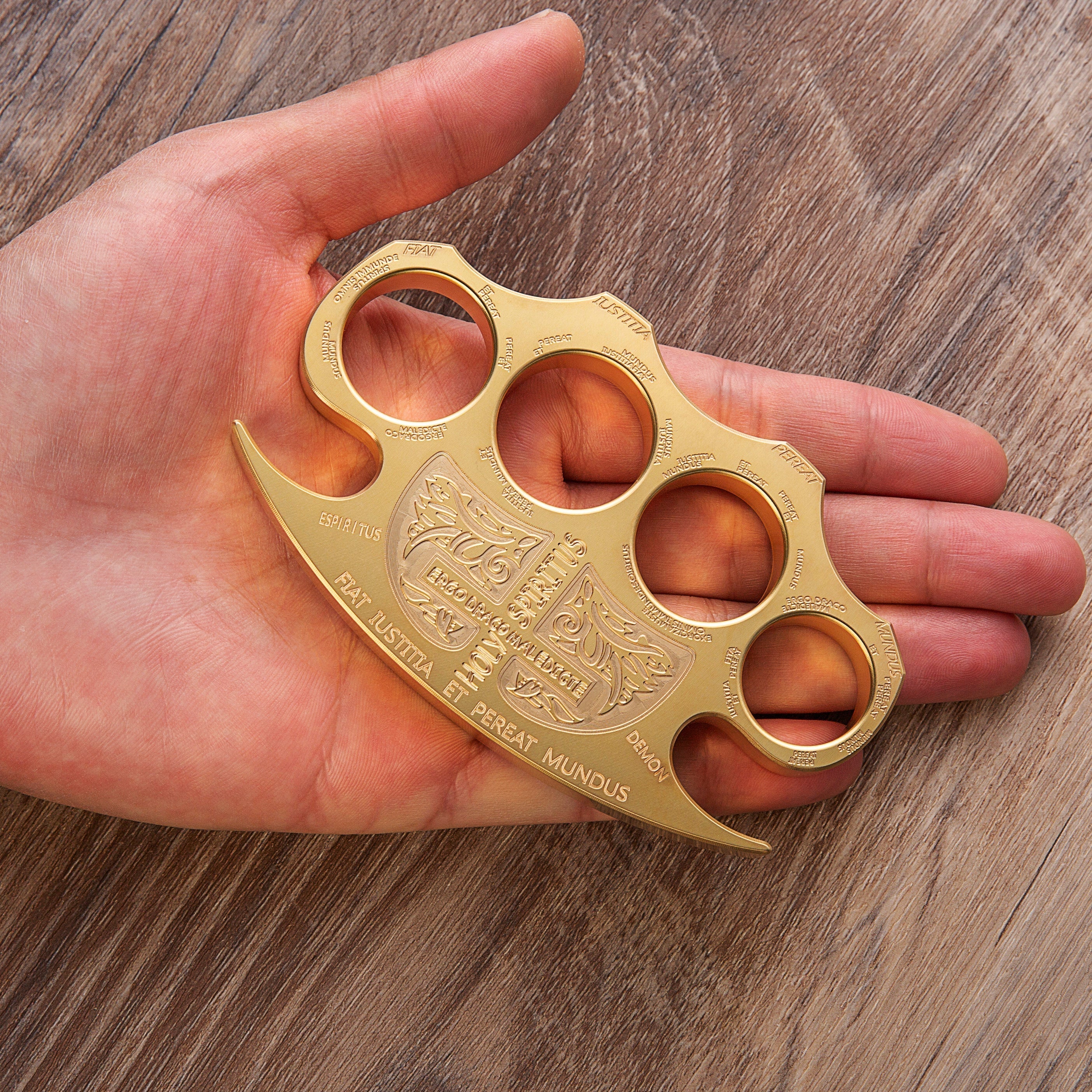 Brass Four Finger Knuckles – Constantine Holy Spiritus Design Heavy Duty detail image - detail view 3