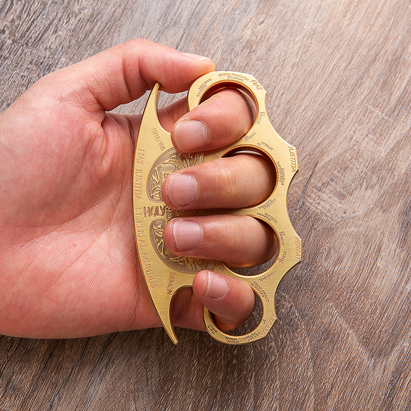 Brass Four Finger Knuckles – Constantine Holy Spiritus Design Heavy Duty detail image - detail view 5