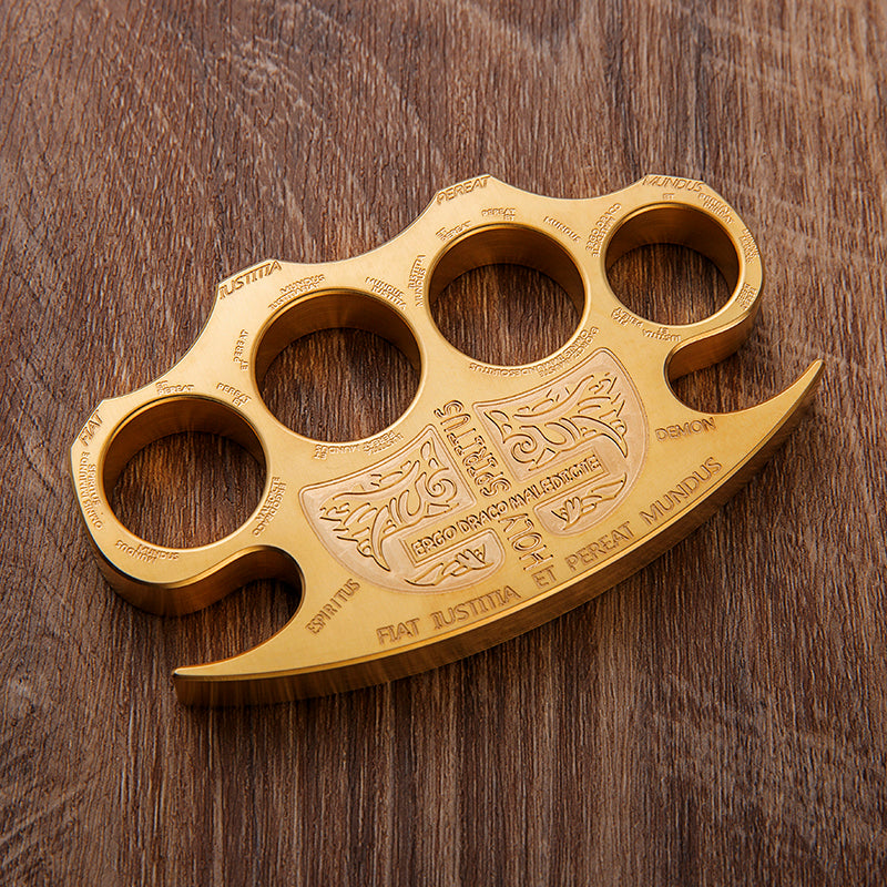 Brass Four Finger Knuckles – Constantine Holy Spiritus Design Heavy Duty detail image - detail view 6