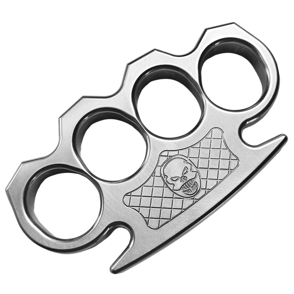 Brass Four Finger Knuckles – Duster with Punisher Skull 15mm Ultra Thick CNC EDC variant image