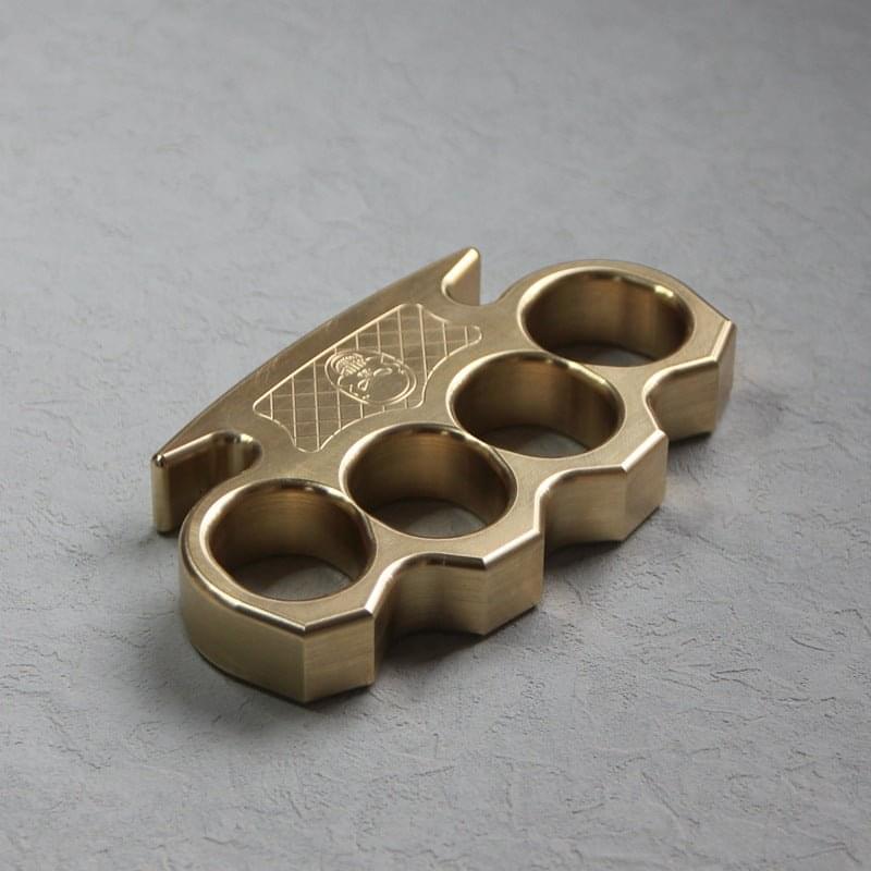 Brass Four Finger Knuckles – Duster with Punisher Skull 15mm Ultra Thick CNC EDC detail image