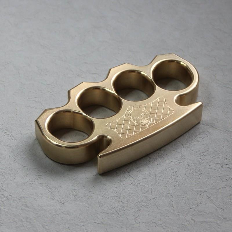 Brass Four Finger Knuckles – Duster with Punisher Skull 15mm Ultra Thick CNC EDC detail image - detail view 4
